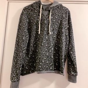 Alternative Apparel gray leopard hoodie sweatshirt